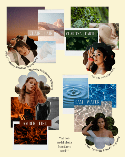 Four Elements Styled Shoot Mood Board - Air, Earth, Fire, Water